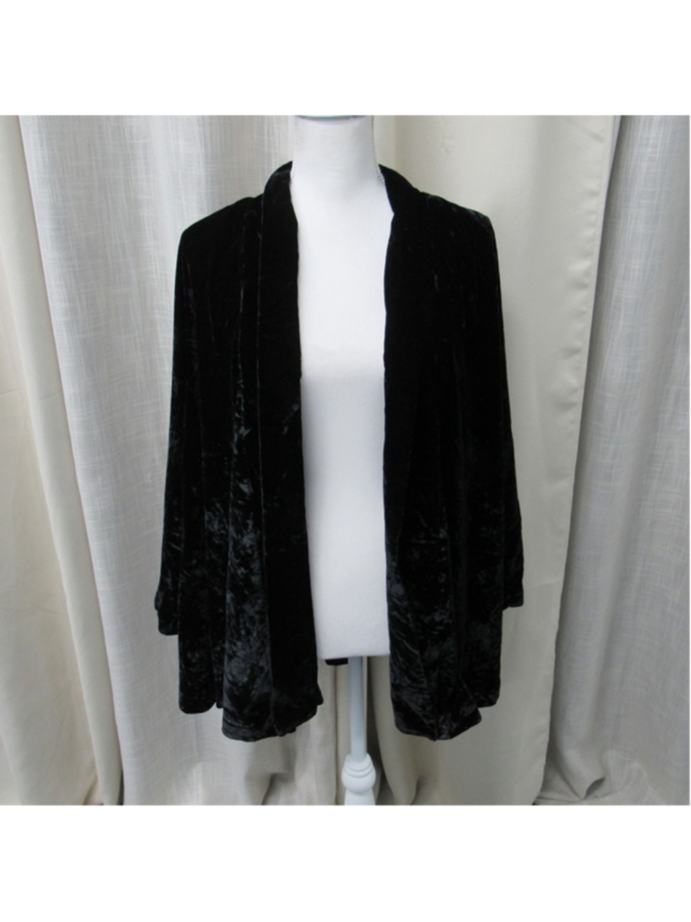 VTG Dave & Johnny Velvet Cardigan Jacket M Black Open Front Whimsygoth Evening